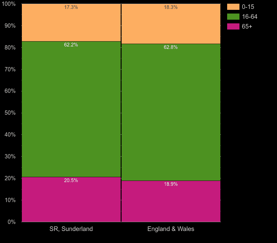 Sunderland population stats in maps and graphs.