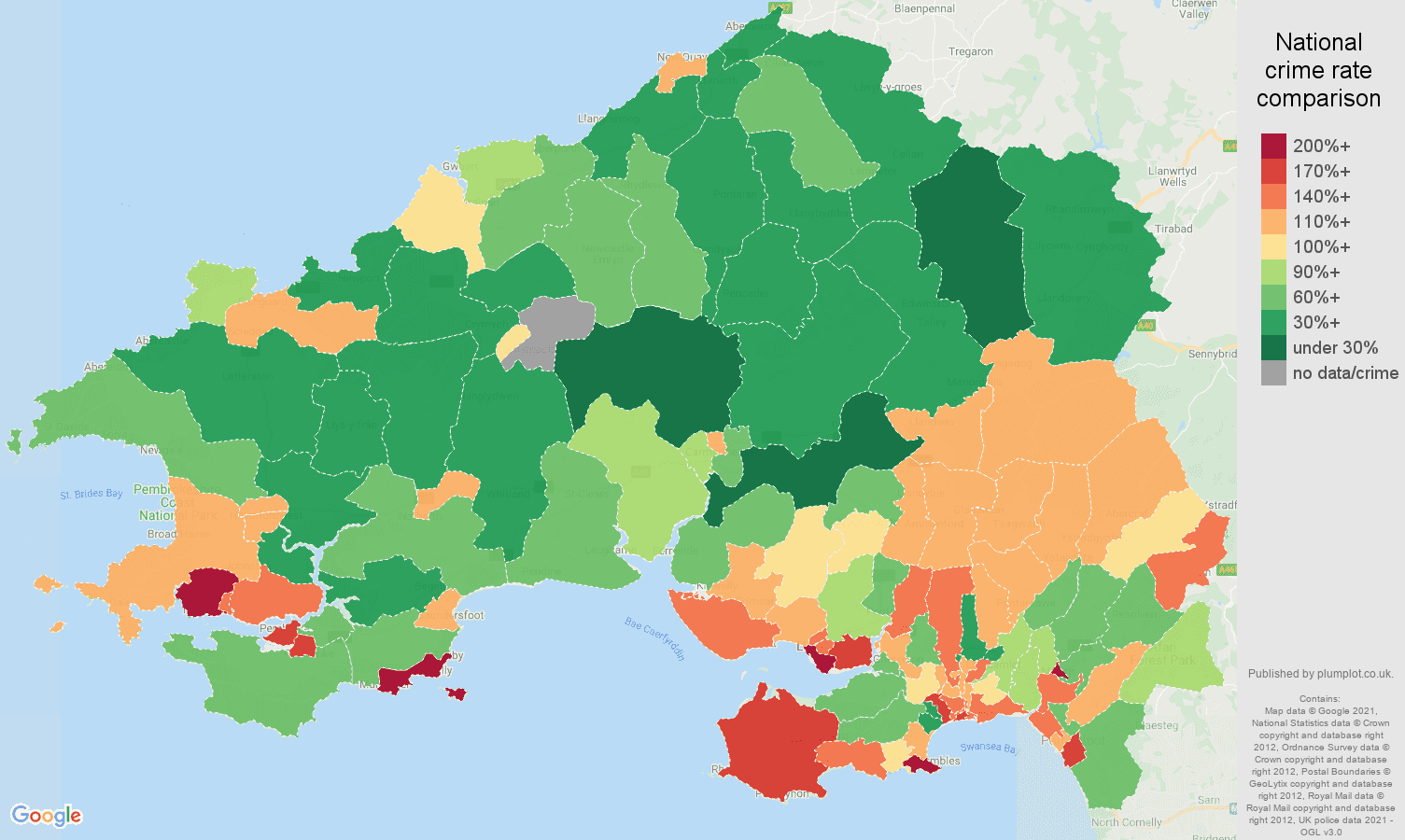 Swansea antisocial behaviour crime rate comparison map