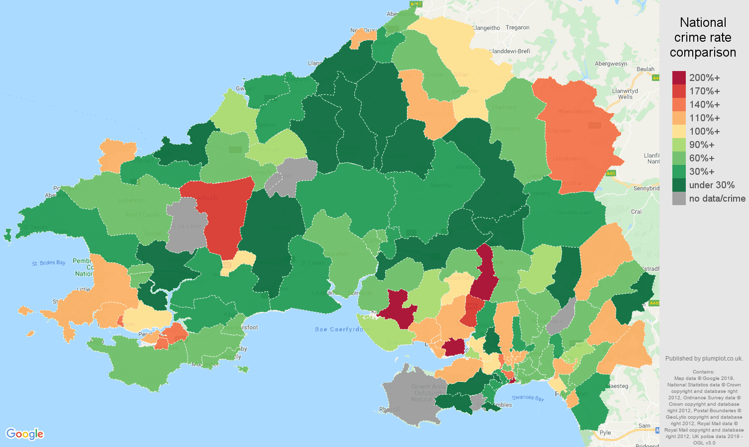 Swansea other crime rate comparison map