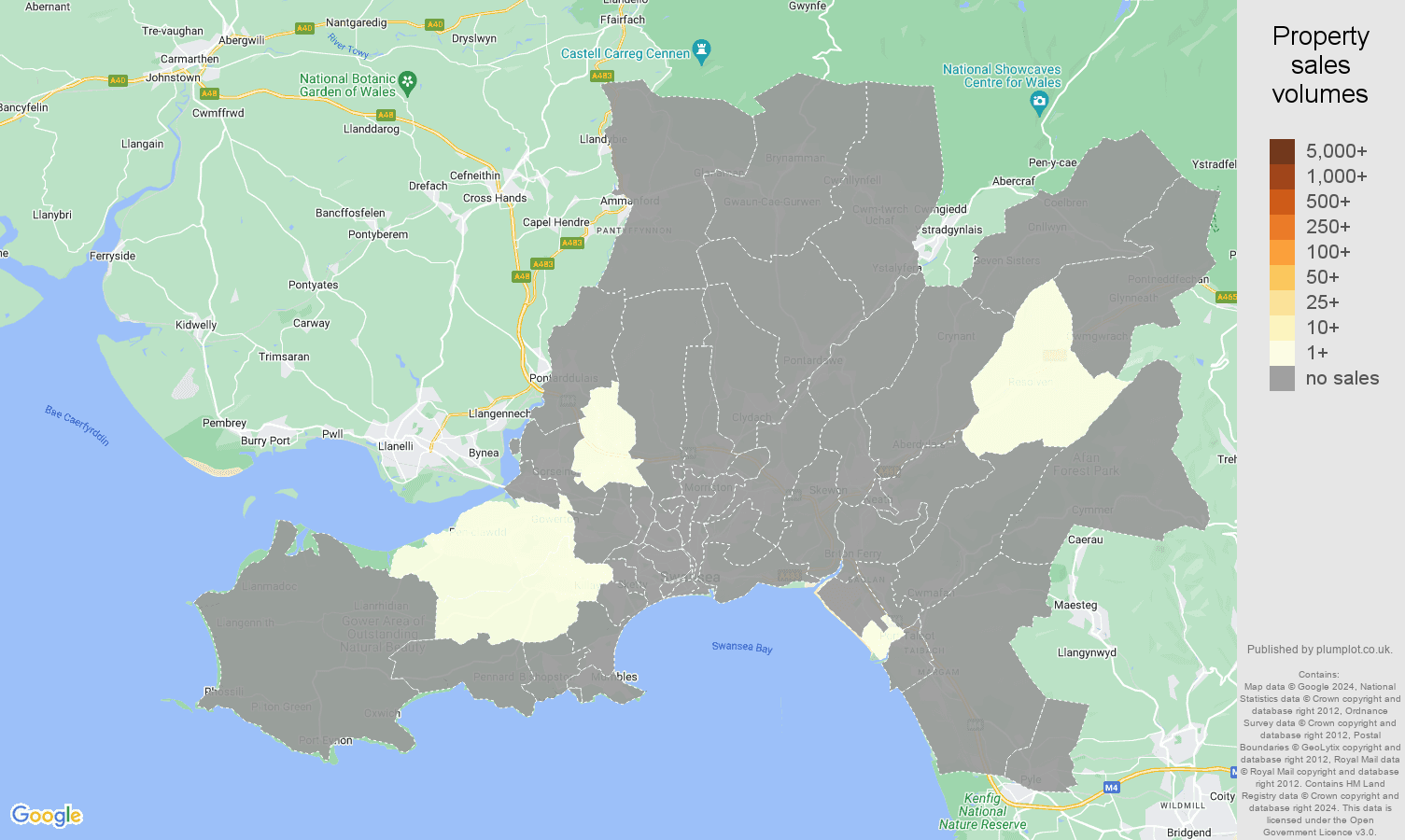 West Glamorgan map of sales of new properties