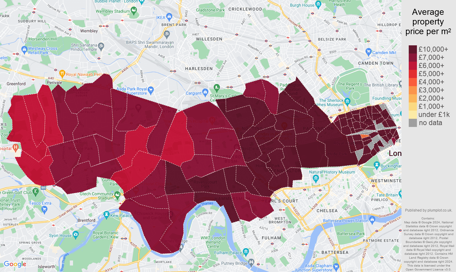 West London House Prices Per Square Metre In Maps And Graphs