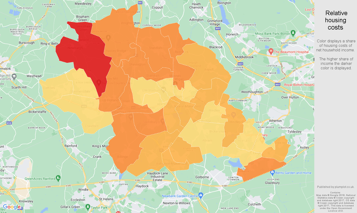 Wigan Average salary and unemployment rates in graphs and numbers.