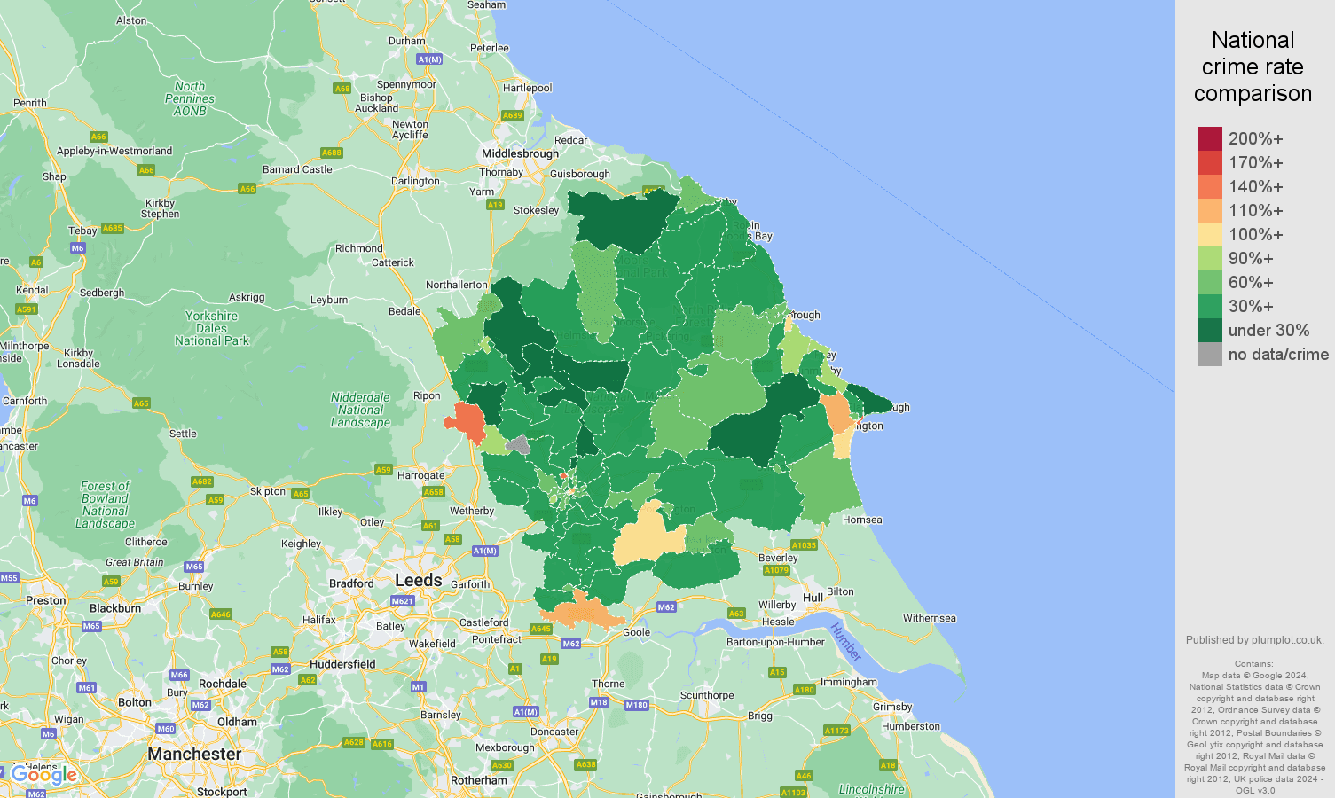 York other theft crime rate comparison map
