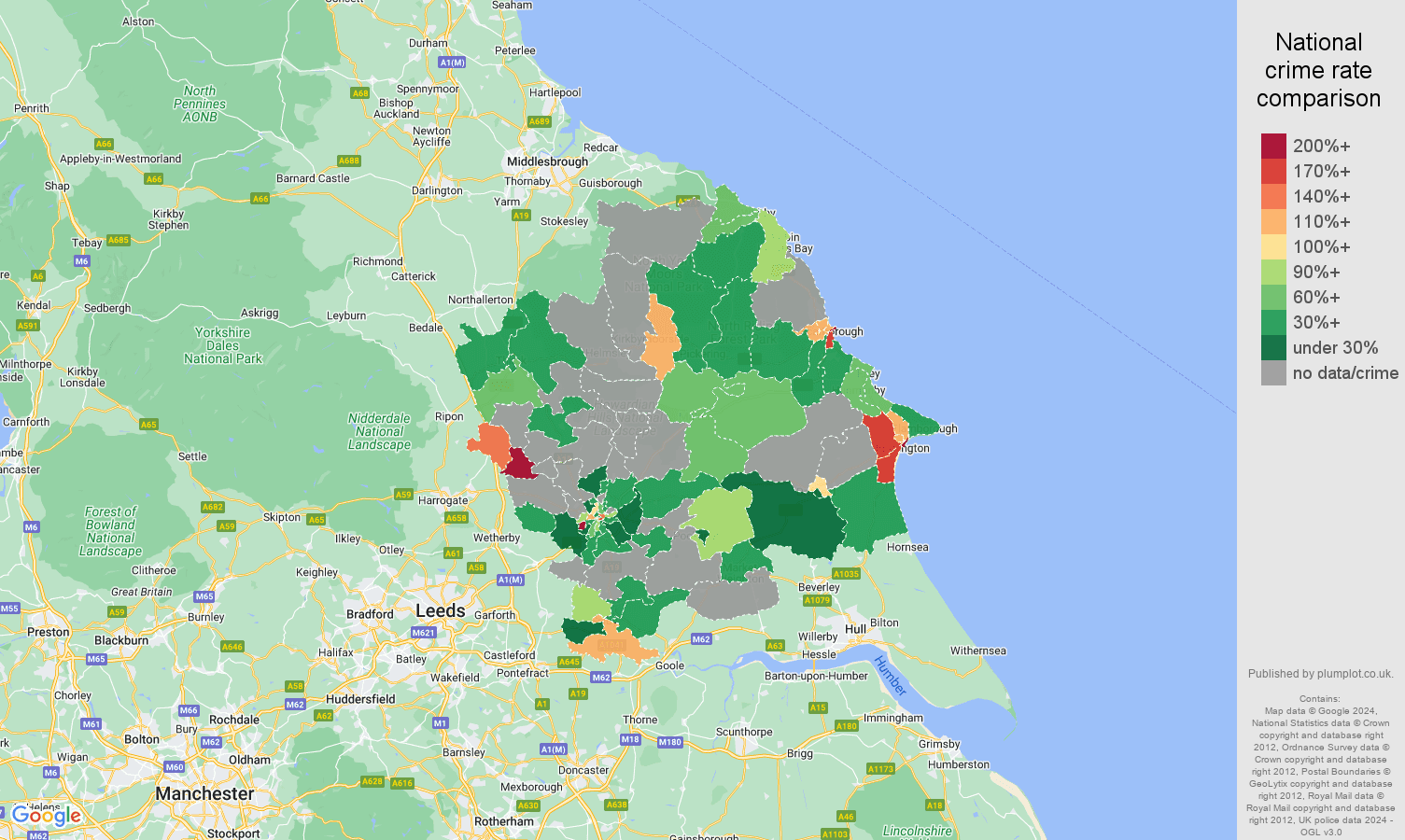 York possession of weapons crime rate comparison map