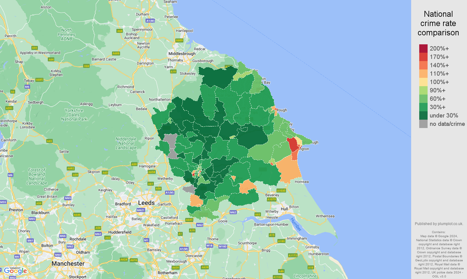 York public order crime rate comparison map