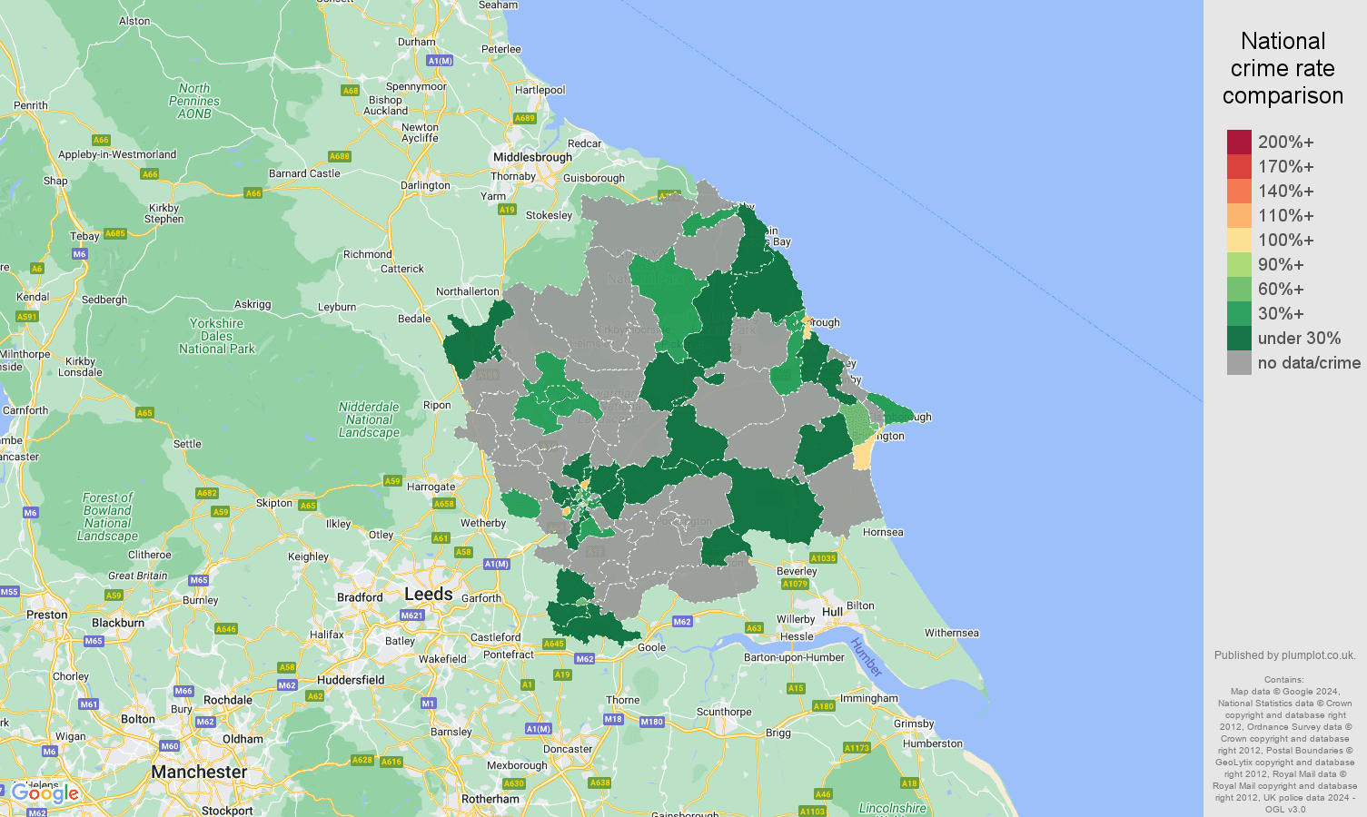 York robbery crime rate comparison map