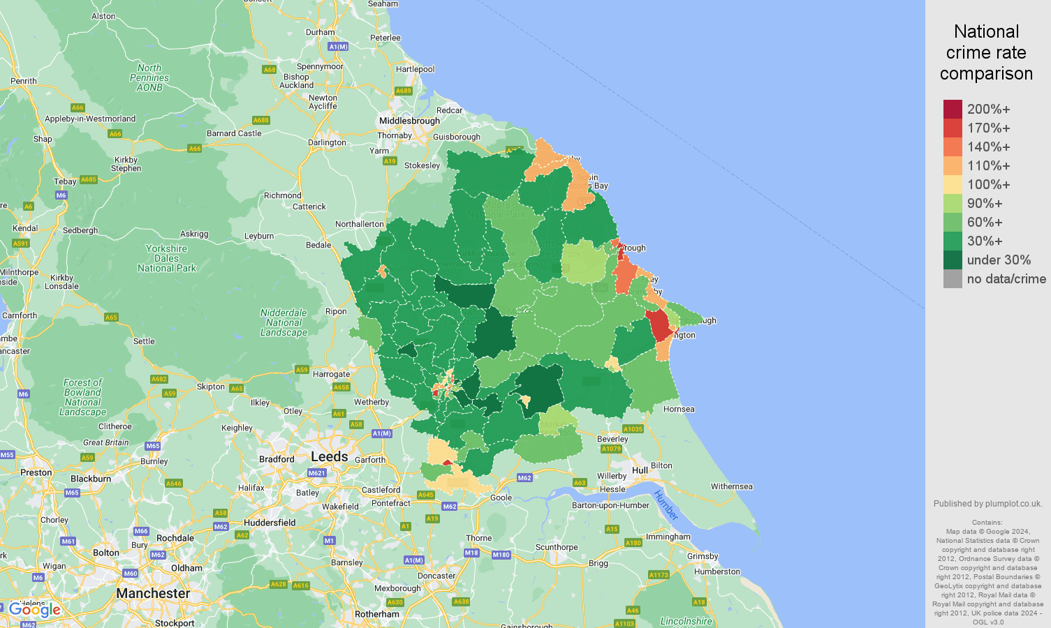 York violent crime rate comparison map